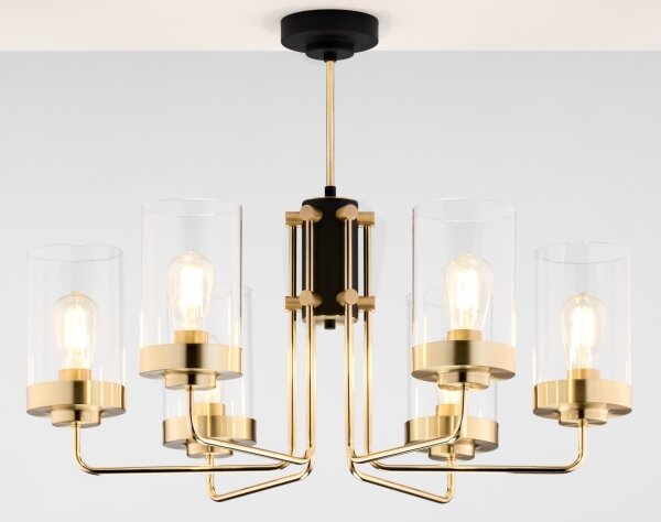 Jupiter 2089 - Lampadario a stelo RAMIREZ 6xE27/15W/230V oro/nero