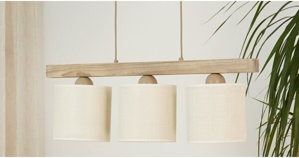 Brilagi - Lampadario a sospensione con filo FOREST 3xE27/15W/230V pino/marrone/color crema