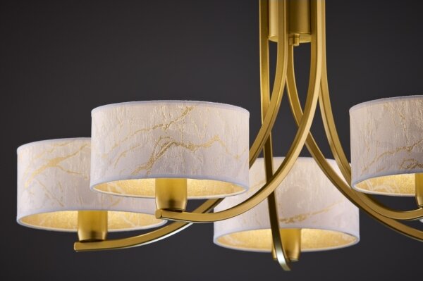 Jupiter 2097 - Lampadario a catena ARTHUR 5xE27/15W/230V bianco/oro/decorazione effetto marmo