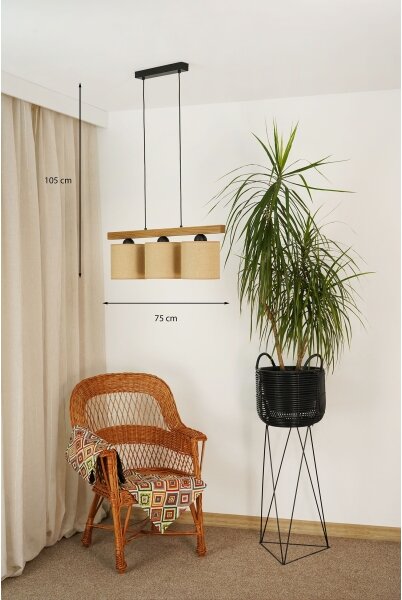 BRILAGI - Lampadario a sospensione con filo FOREST 3xE27/15W/230V pino/marrone/nero