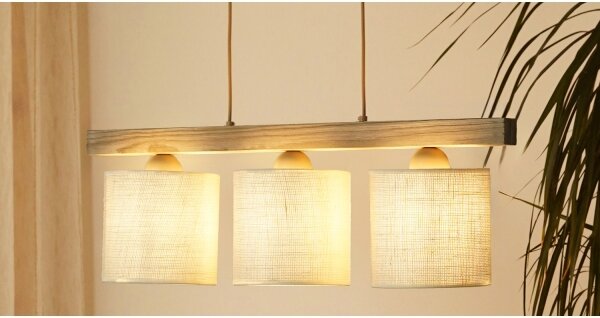 Brilagi - Lampadario a sospensione con filo FOREST 3xE27/15W/230V pino/marrone/color crema