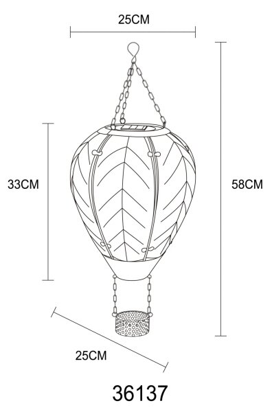 Globo 36137 - LED Decorazione solare a ciondolo 24xLED/0,2W/3V IP44 mongolfiera