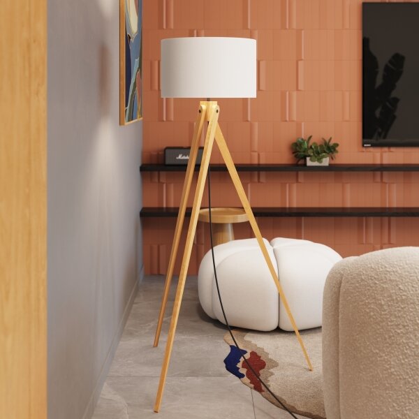 Sollux SL.1908 - Lampada da terra NATT 1xE27/15W/230V bianca