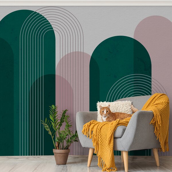 Carta da parati Archi astratti blu e beige, Carta da parati lastrazione, u73098v3 : Uwalls.it
