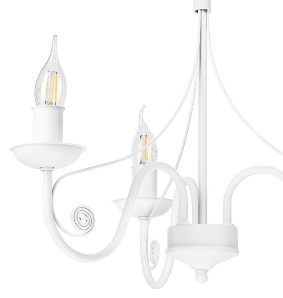 Lampadario a sospensione con catena DONATO 3xE14/40W/230V bianco