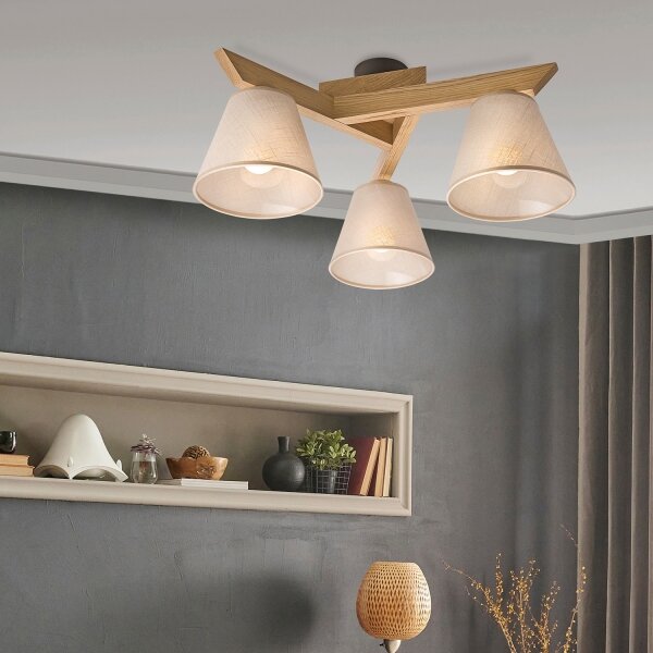 Brilagi - LED Lampadario a plafone ANTHONY 3xE14/40W/230V quercia/beige