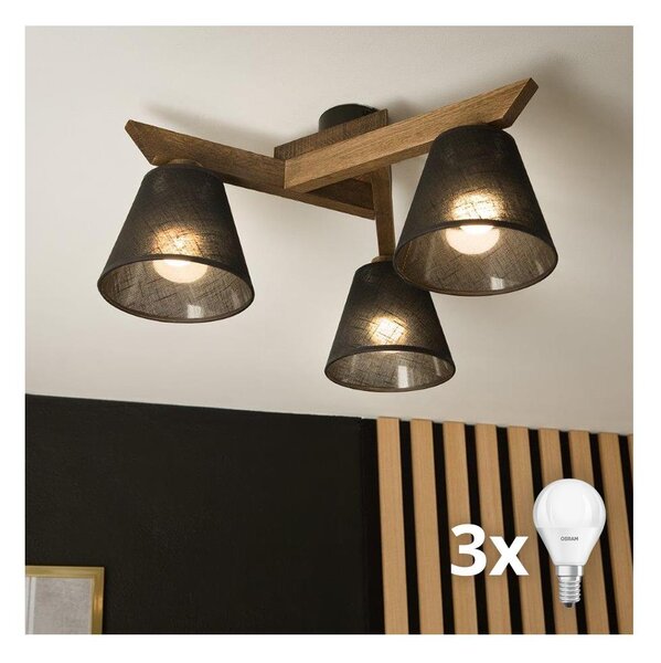 Brilagi - Lampadario LED ANTHONY 3xE14/40W/230V rovere/noce/nero