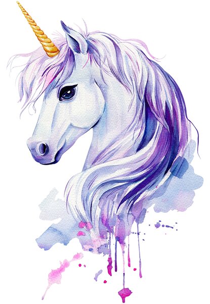 Carta da parati Acquerello di un unicorno, Carta da parati gli unicorni, Carta da parati popolare, u98996 - Tapeko.it