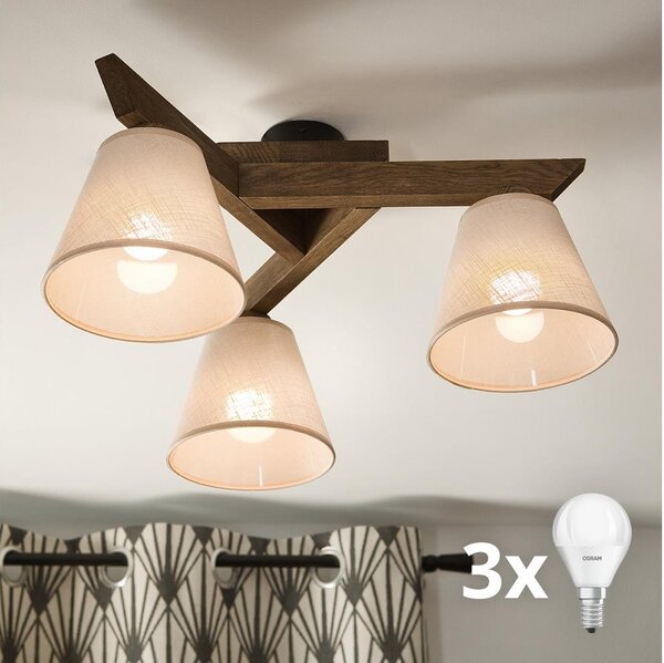Brilagi - Plafoniera LED ANTHONY 3xE14/40W/230V rovere noce/beige