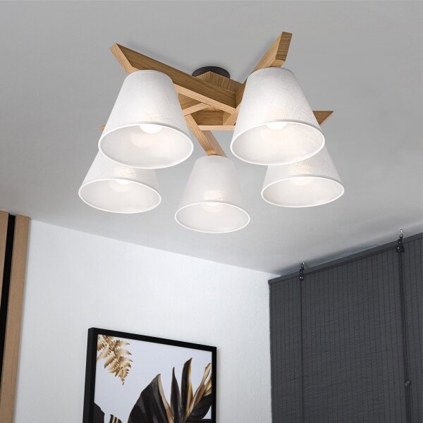 Brilagi - LED Lampadario a plafone ANTHONY 5xE14/40W/230V quercia/bianco