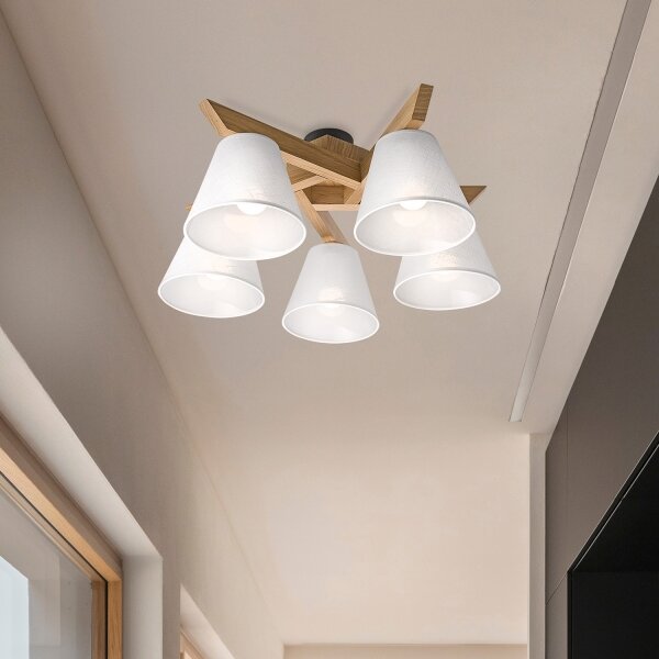 Brilagi - LED Lampadario a plafone ANTHONY 5xE14/40W/230V quercia/bianco