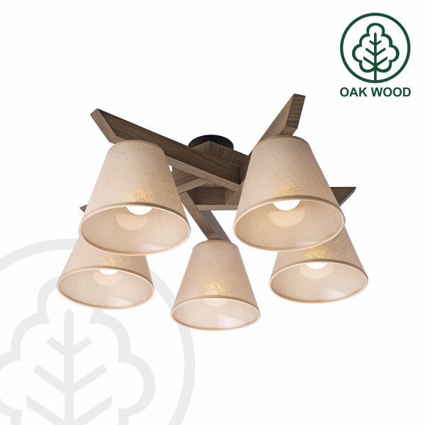 Brilagi - Lampadario LED ANTHONY 5xE14/40W/230V rovere/noce/beige