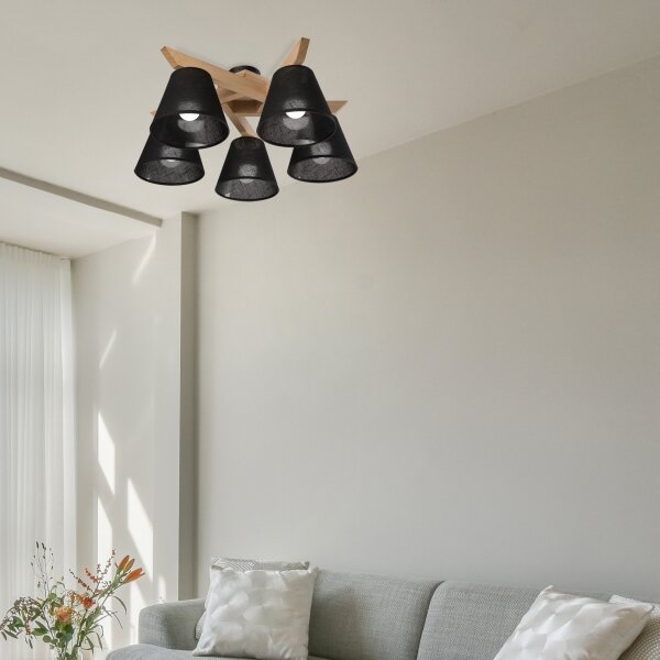 Brilagi - LED Lampadario a plafone ANTHONY 5xE14/40W/230V quercia/nero