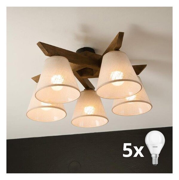 Brilagi - Lampadario LED ANTHONY 5xE14/40W/230V rovere/noce/beige