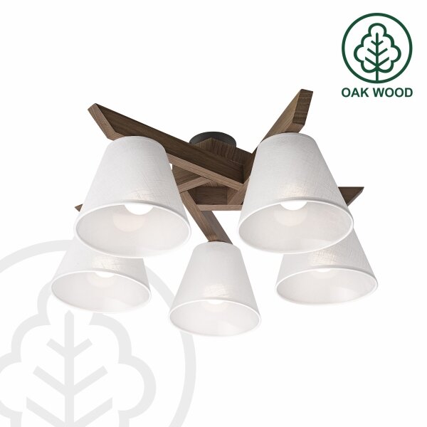 Brilagi - Lampadario LED ANTHONY 5xE14/40W/230V rovere/noce/bianco