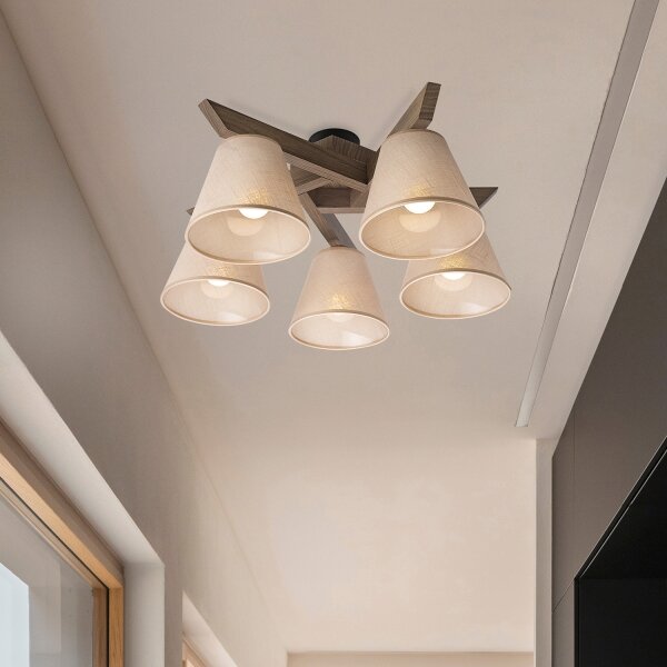 Brilagi - Lampadario LED ANTHONY 5xE14/40W/230V rovere/noce/beige