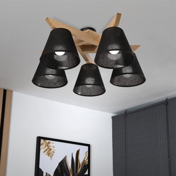 Brilagi - LED Lampadario a plafone ANTHONY 5xE14/40W/230V quercia/nero