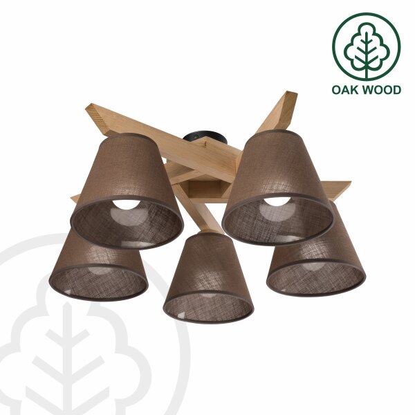 Brilagi - LED Lampadario a plafone ANTHONY 5xE14/40W/230V quercia/marrone