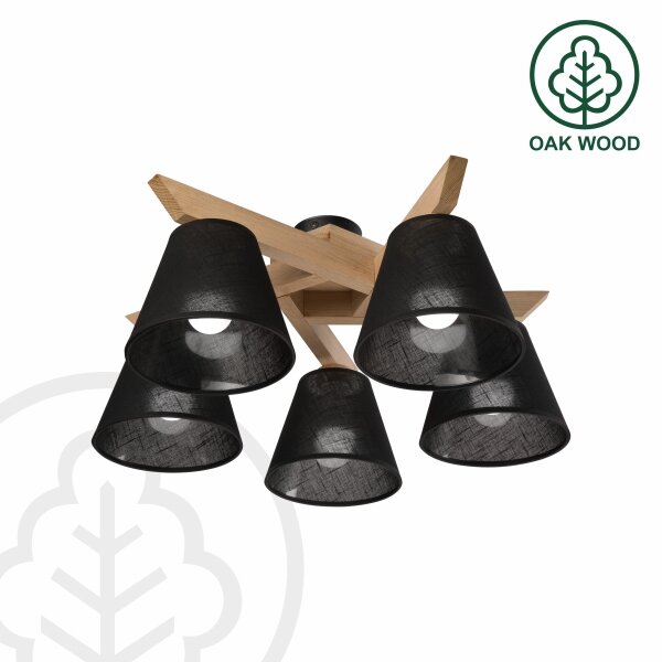Brilagi - LED Lampadario a plafone ANTHONY 5xE14/40W/230V quercia/nero