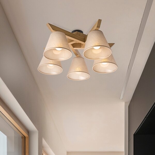 Brilagi - LED Lampadario a plafone ANTHONY 5xE14/40W/230V quercia/beige