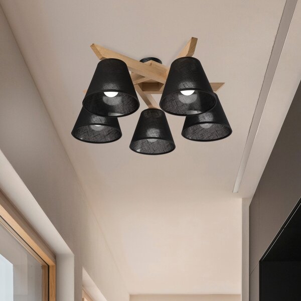 Brilagi - LED Lampadario a plafone ANTHONY 5xE14/40W/230V quercia/nero