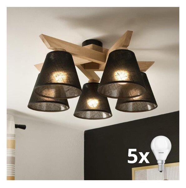 Brilagi - LED Lampadario a plafone ANTHONY 5xE14/40W/230V quercia/nero