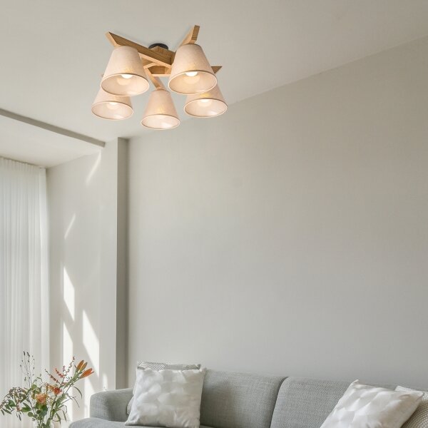 Brilagi - LED Lampadario a plafone ANTHONY 5xE14/40W/230V quercia/beige