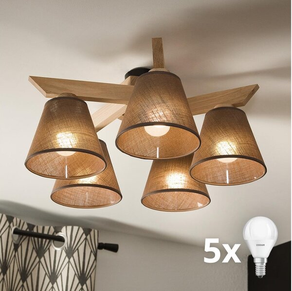 Brilagi - LED Lampadario a plafone ANTHONY 5xE14/40W/230V quercia/marrone