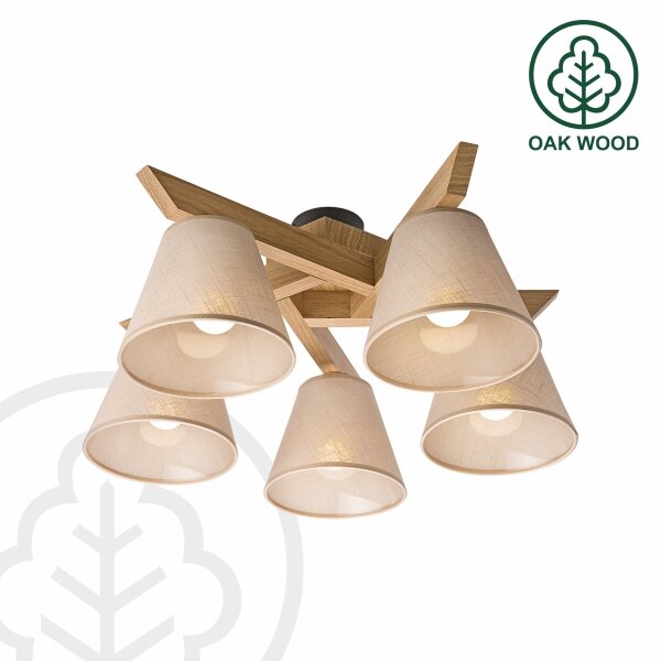 Brilagi - LED Lampadario a plafone ANTHONY 5xE14/40W/230V quercia/beige