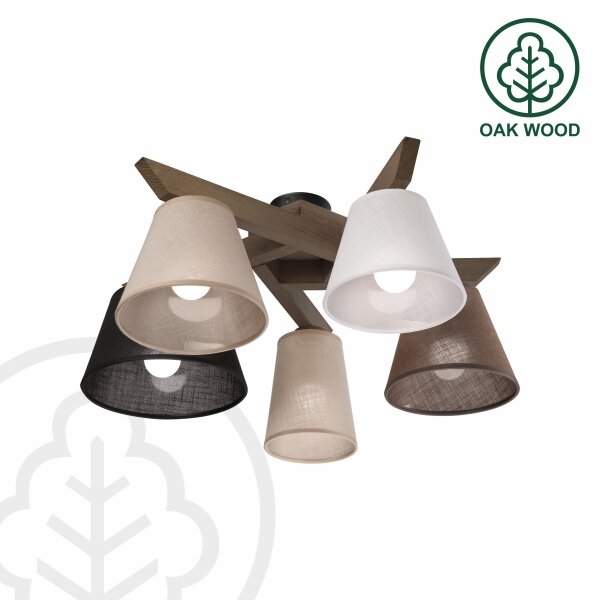 Brilagi - Lampadario LED ANTHONY 5xE14/40W/230V rovere noce