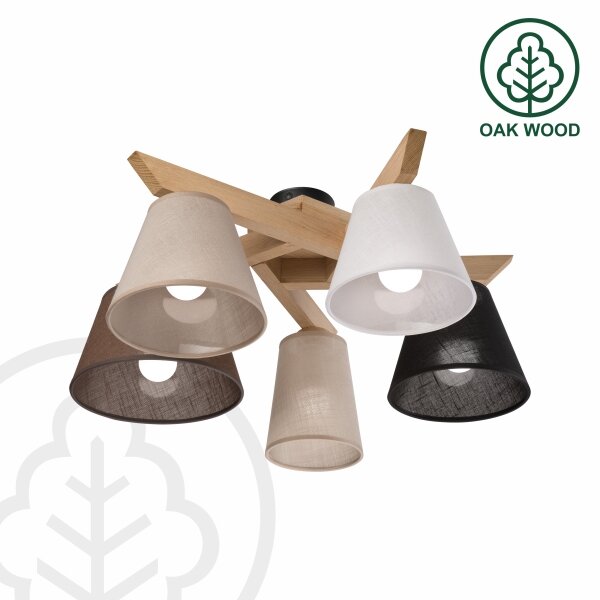 Brilagi - LED Lampadario a plafone ANTHONY 5xE14/40W/230V quercia