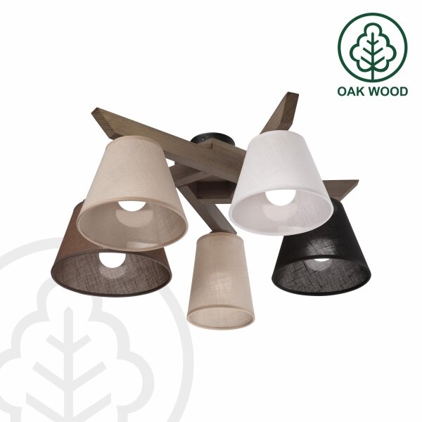 Brilagi - Lampadario LED ANTHONY 5xE14/40W/230V rovere noce