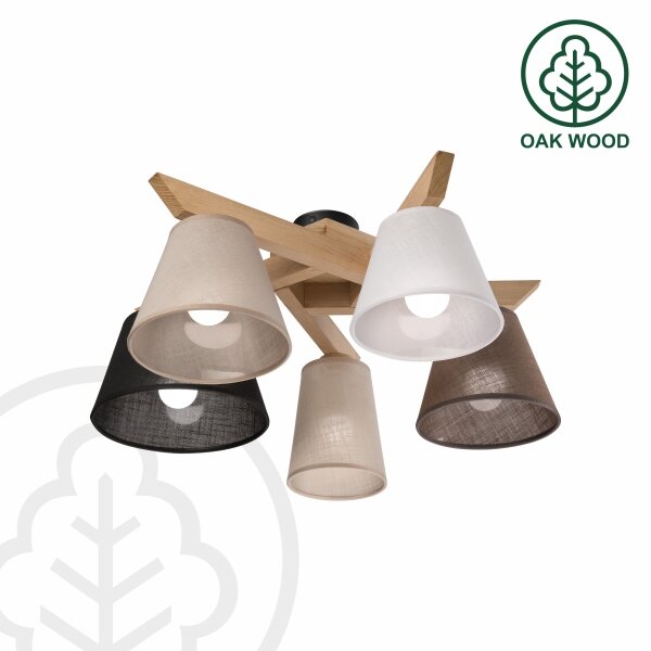 Brilagi - LED Lampadario a plafone ANTHONY 5xE14/40W/230V quercia