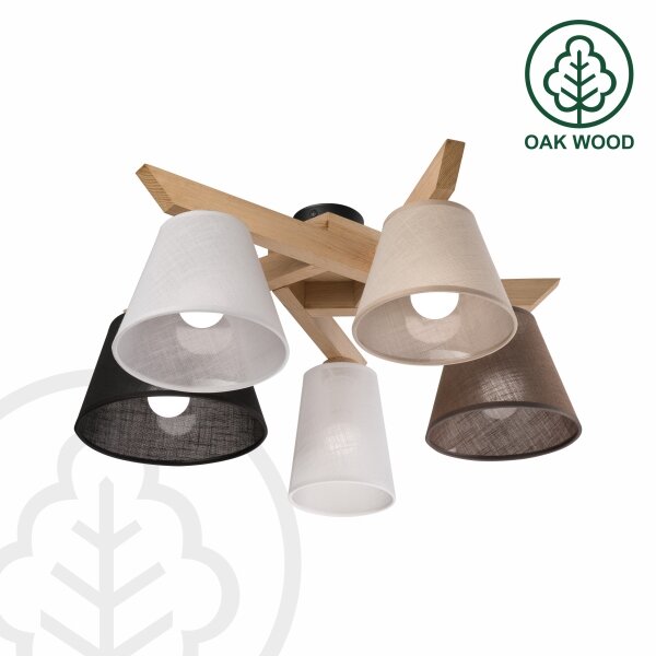 Brilagi - LED Lampadario a plafone ANTHONY 5xE14/40W/230V quercia