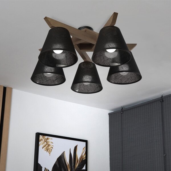 Brilagi - Lampadario LED ANTHONY 5xE14/40W/230V rovere/noce nero