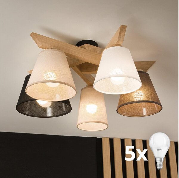 Brilagi - LED Lampadario a plafone ANTHONY 5xE14/40W/230V quercia