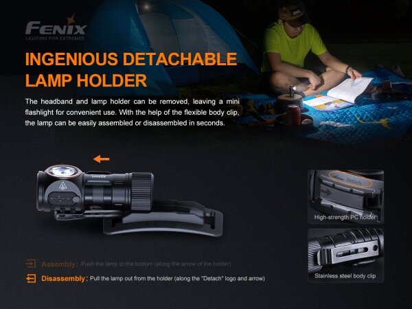 Fenix HM50RV20-Lampada frontale LED ricaricabile 3xLED/USB/1xCR123A IP68 700 lucente 120 h 700 mAh