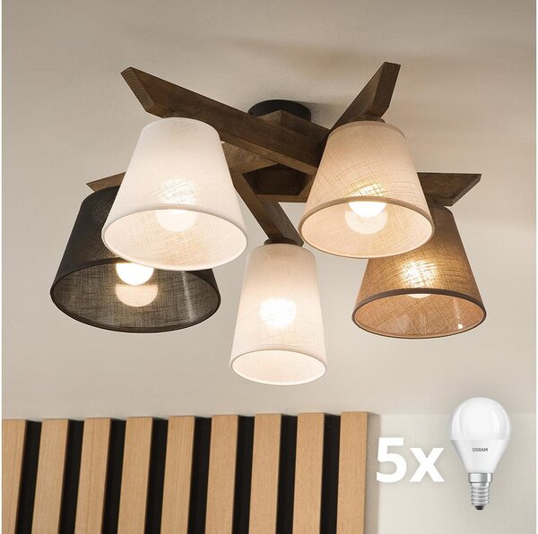 Brilagi - Lampadario LED ANTHONY 5xE14/40W/230V rovere noce