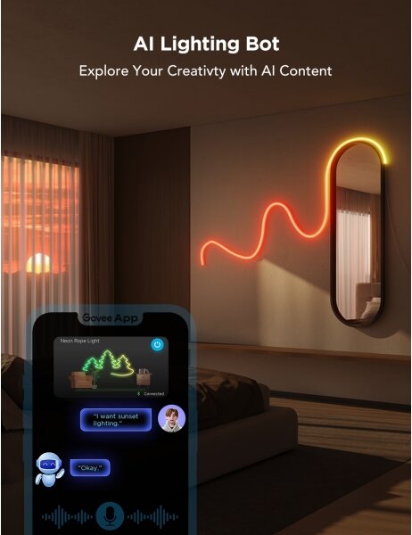 Govee - Neon 2 MATTER striscia LED flessibile 3m RGBIC Wi-Fi