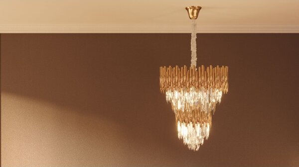 MAXLIGHT P0283 - Lampadario a sospensione con catena VOGUE 16xE14/40W/230V diametro 60 cm oro