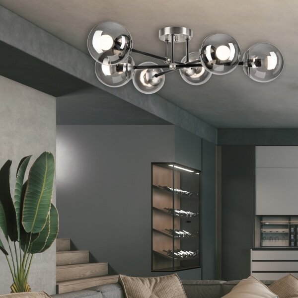Lampadario a plafone MALENA 6xE14/5W/230V cromo opaco/fumé