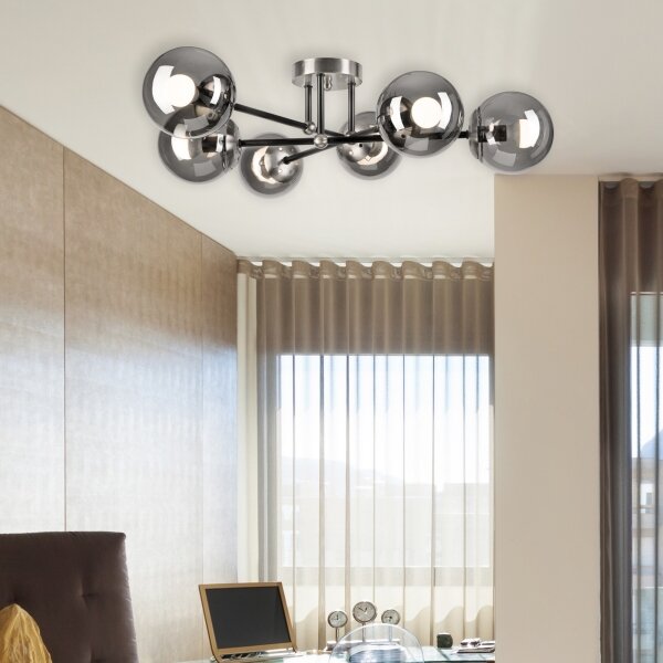 Lampadario a plafone MALENA 6xE14/5W/230V cromo opaco/fumé