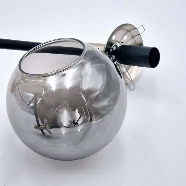 Lampadario a sospensione con supporto rigido LILOU 4xE14/5W/230V cromo opaco/fumé