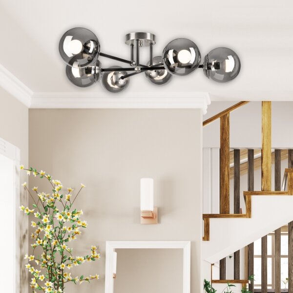 Lampadario a plafone MALENA 6xE14/5W/230V cromo opaco/fumé
