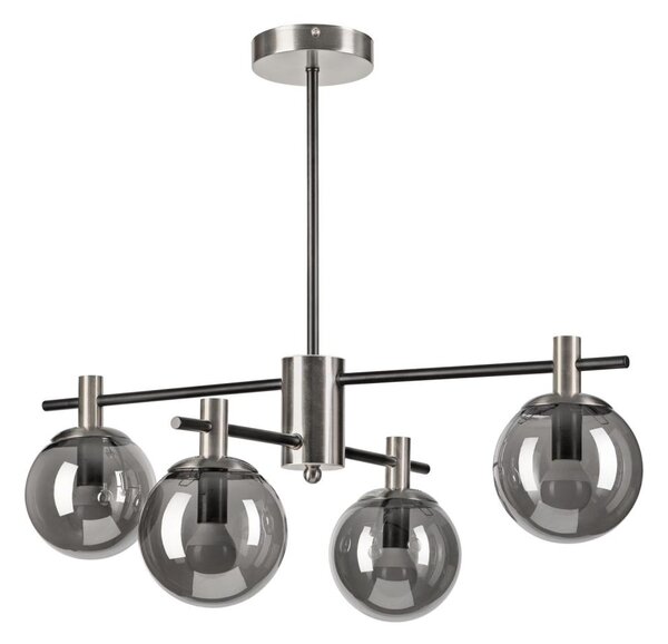 Lampadario a sospensione con supporto rigido LILOU 4xE14/5W/230V cromo opaco/fumé