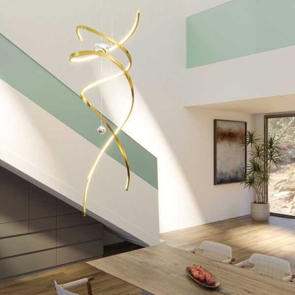 MAXLIGHT P0427D -Lampadario a sospensione con filo LED dimmerabile RITZ LED/100W/230V diametro 60 cm CRI 90 oro