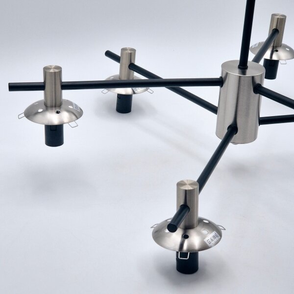 Lampadario a sospensione con supporto rigido LILOU 6xE14/5W/230V cromo opaco/fumé