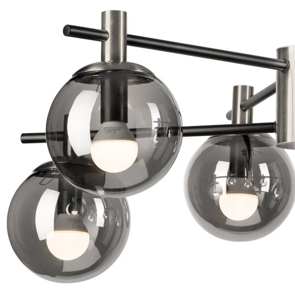 Lampadario a sospensione con supporto rigido LILOU 6xE14/5W/230V cromo opaco/fumé