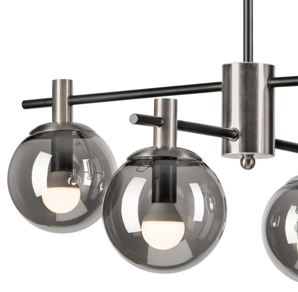 Lampadario a sospensione con supporto rigido LILOU 4xE14/5W/230V cromo opaco/fumé