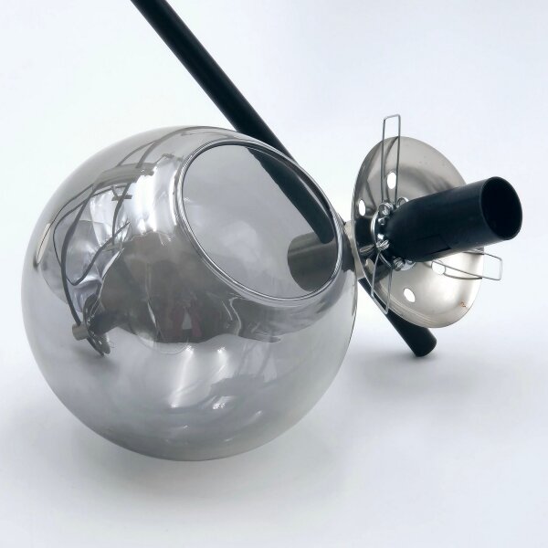 Lampadario a sospensione con supporto rigido LILOU 6xE14/5W/230V cromo opaco/fumé